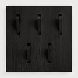 Utilitile wall hanger - varnished oak - black - 5 hangers White Cliff Studio Coat Hooks