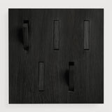 Utilitile wall hanger - varnished oak - black - 5 hangers White Cliff Studio Coat Hooks