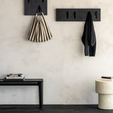 Utilitile wall hanger - varnished oak - black - 5 hangers White Cliff Studio Coat Hooks