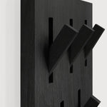 Utilitile wall hanger - varnished oak - black - 5 hangers White Cliff Studio Coat Hooks