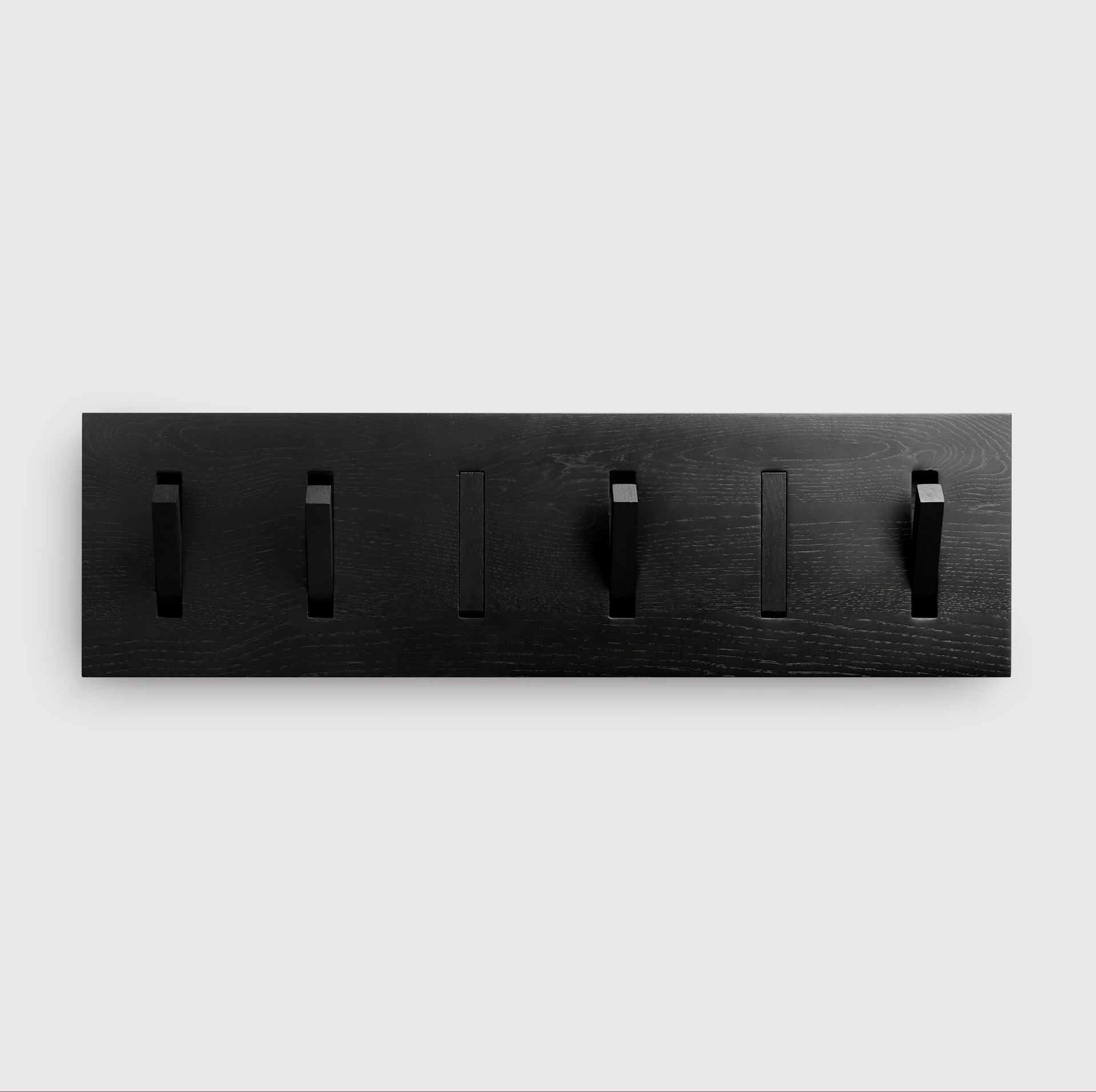 Utilitile wall hanger - varnished oak - black - 6 hangers White Cliff Studio Coat Hooks