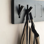 Utilitile wall hanger - varnished oak - black - 6 hangers White Cliff Studio Coat Hooks