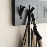 Utilitile wall hanger - varnished oak - black - 6 hangers White Cliff Studio Coat Hooks