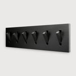 Utilitile wall hanger - varnished oak - black - 6 hangers White Cliff Studio Coat Hooks