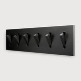 Utilitile wall hanger - varnished oak - black - 6 hangers White Cliff Studio Coat Hooks