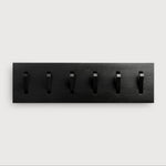 Utilitile wall hanger - varnished oak - black - 6 hangers White Cliff Studio Coat Hooks