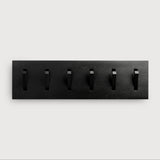 Utilitile wall hanger - varnished oak - black - 6 hangers White Cliff Studio Coat Hooks