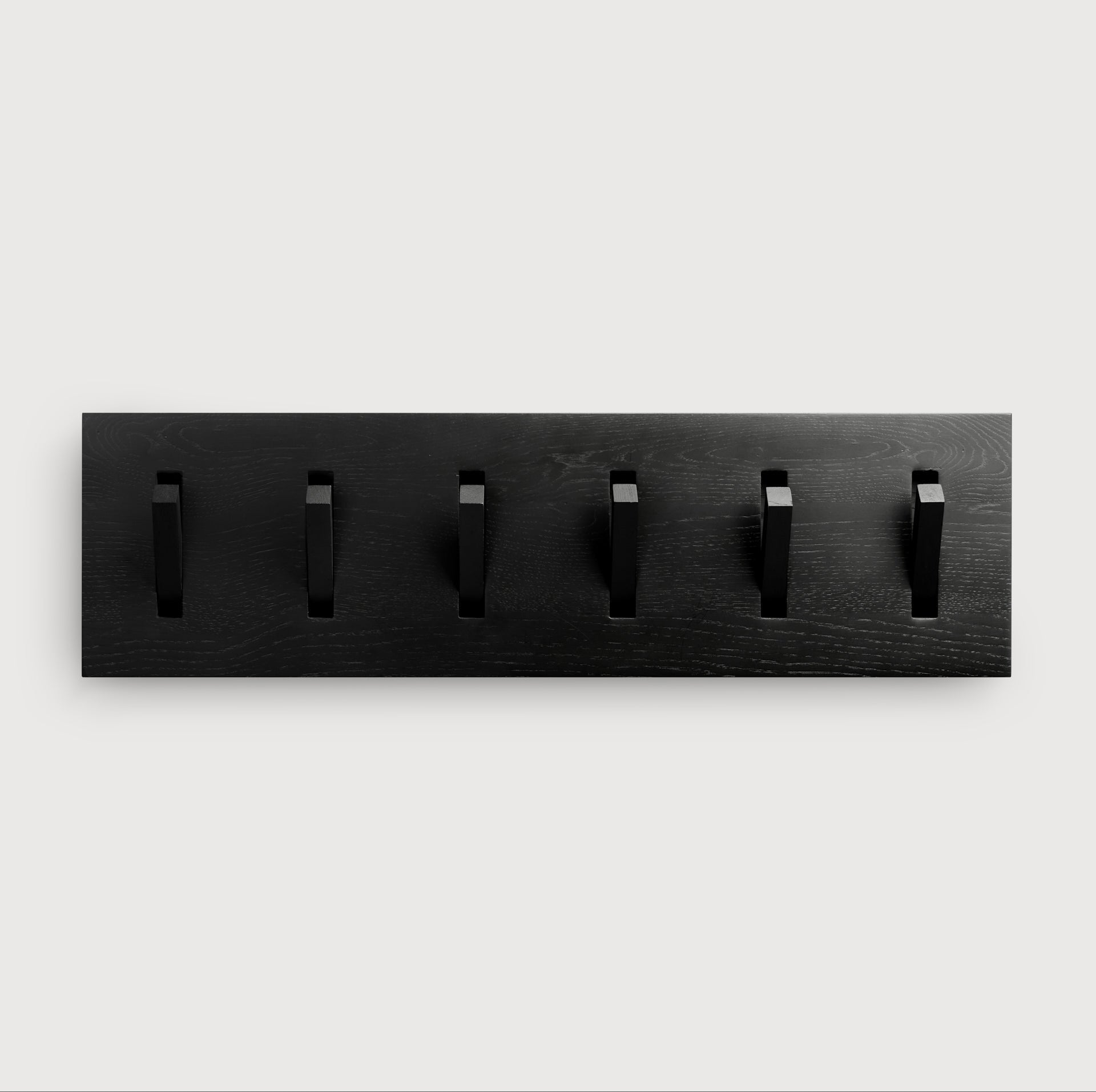 Utilitile wall hanger - varnished oak - black - 6 hangers White Cliff Studio Coat Hooks