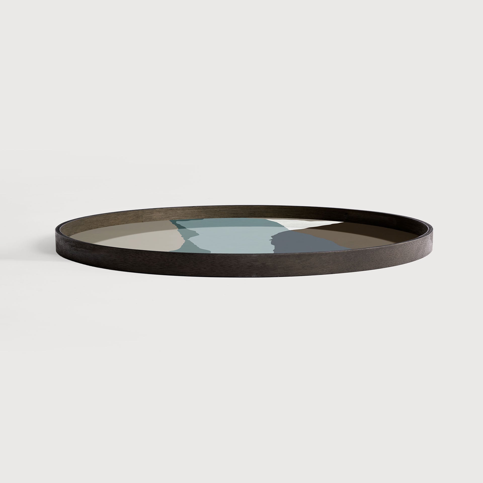 Wabi Sabi tray - glass - Graphite - round - XL White Cliff Studio Trays