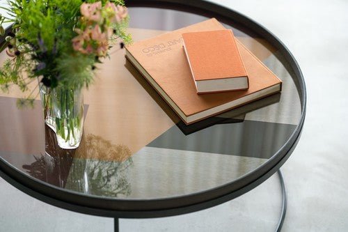 Wabi Sabi tray - glass - Sand - round - S White Cliff Studio Trays