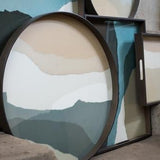 Wabi Sabi tray - glass - Slate - round - L White Cliff Studio Trays