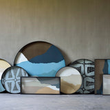 Wabi Sabi tray - glass - Slate - round - L White Cliff Studio Trays