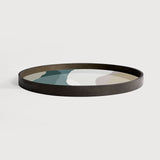 Wabi Sabi tray - glass - Slate - round - L White Cliff Studio Trays
