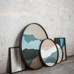 Wabi Sabi tray - glass - Slate - round - L White Cliff Studio Trays