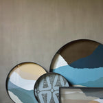 Wabi Sabi tray - glass - Slate - round - L White Cliff Studio Trays