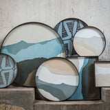 Wabi Sabi tray - glass - Slate - round - L White Cliff Studio Trays