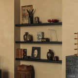 Wall shelf - varnished oak - black White Cliff Studio Wall Shelf