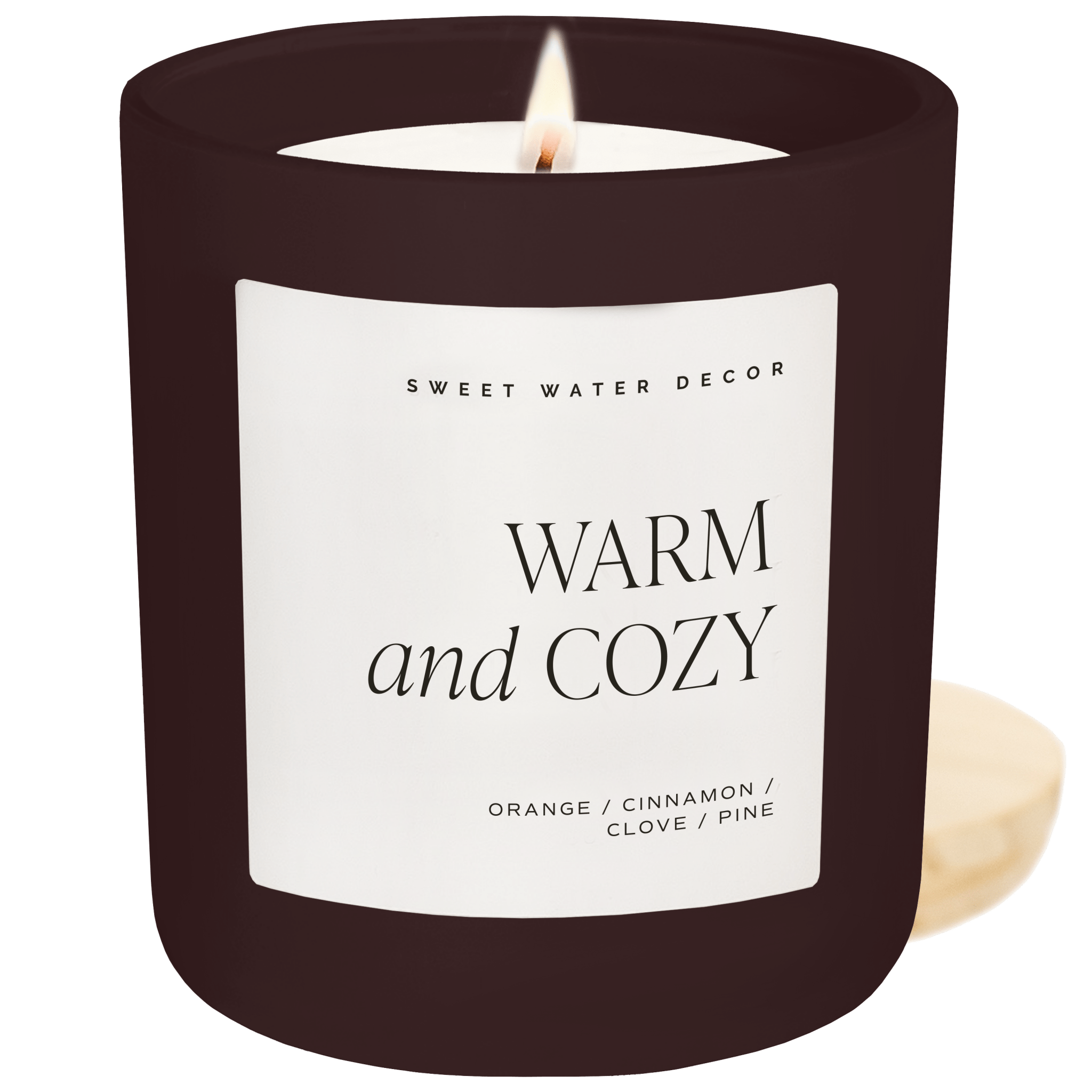 Warm and Cozy Soy Candle - Brown Matte Jar - 15 oz White Cliff Studio Candles and Candle Accessories