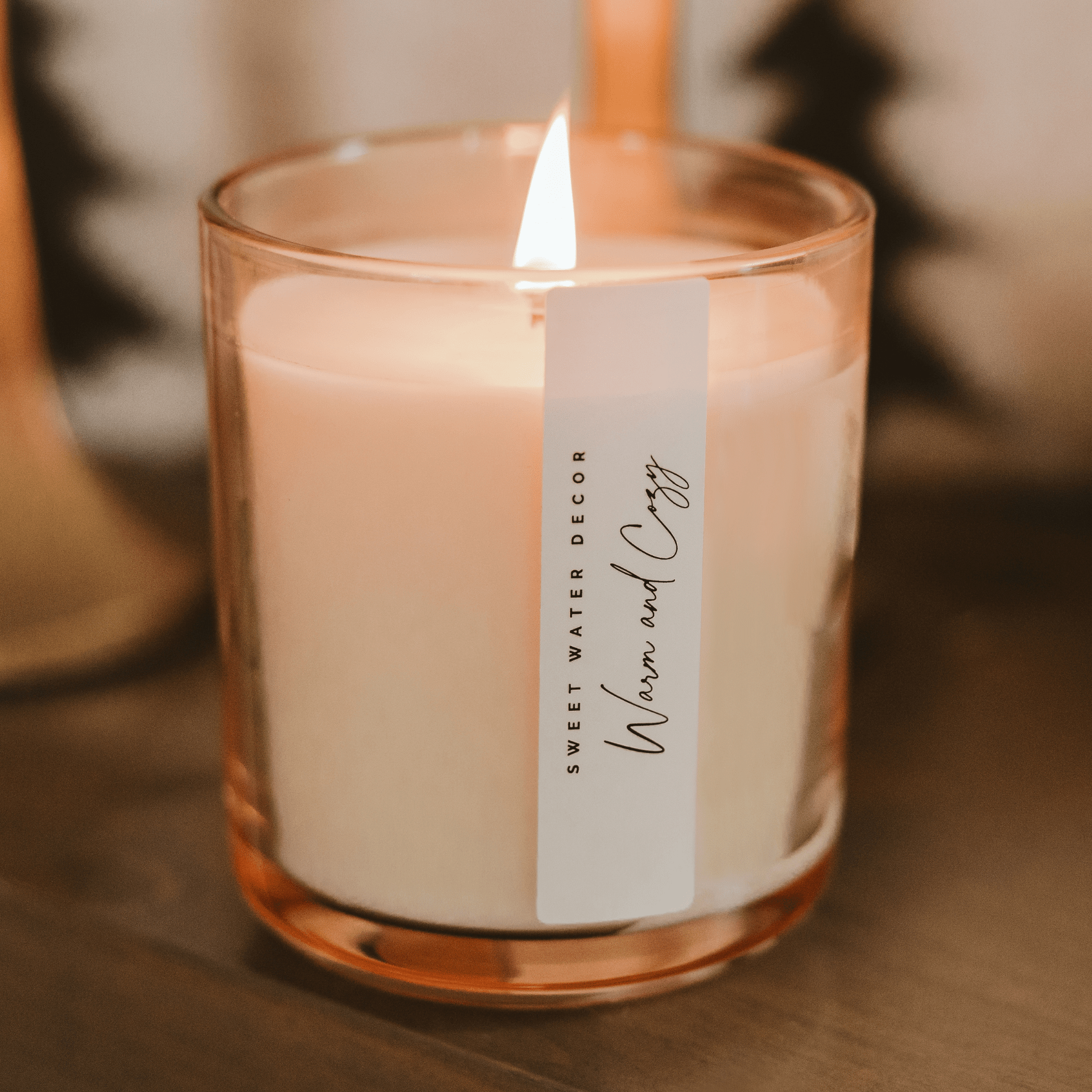 Warm and Cozy Soy Candle - Tinted Glass Jar - 12 oz White Cliff Studio Candles and Candle Accessories