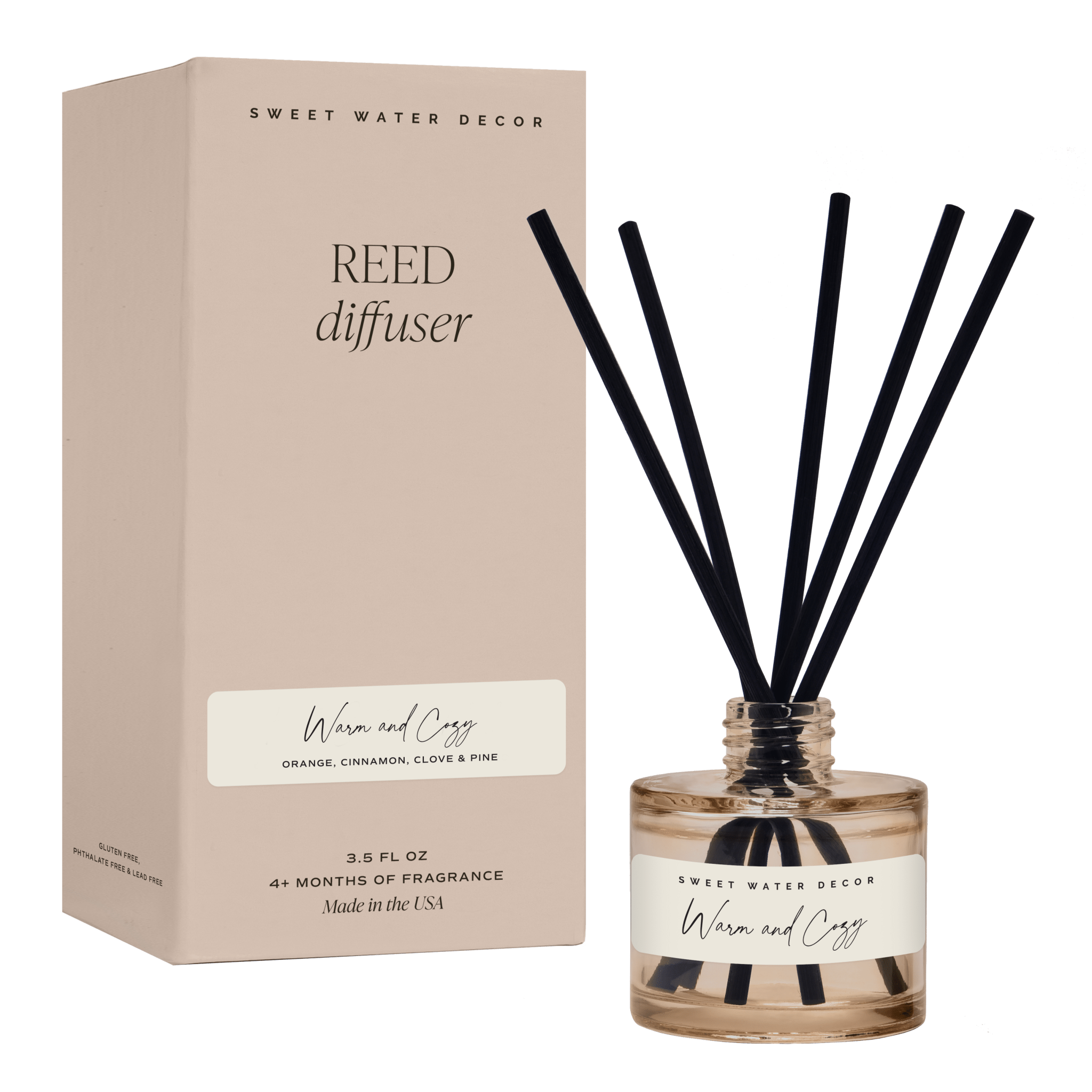 Warm and Cozy Tinted Glass Jar Reed Diffuser White Cliff Studio Reed Diffusers