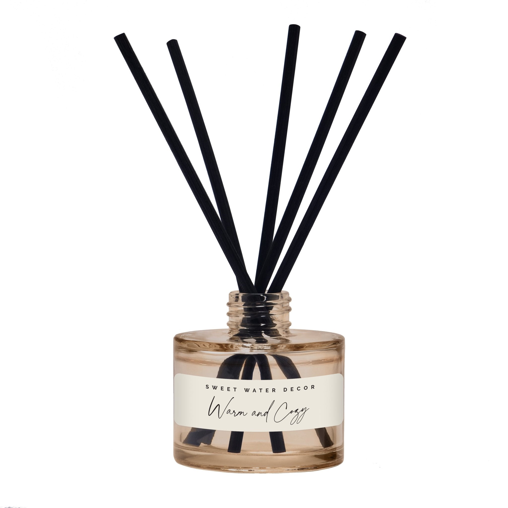 Warm and Cozy Tinted Glass Jar Reed Diffuser White Cliff Studio Reed Diffusers