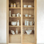 Wave cupboard - oak - 2 sliding doors - 2 inside drawers White Cliff Studio Cab inet