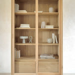 Wave cupboard - oak - 2 sliding doors - 2 inside drawers White Cliff Studio Cab inet