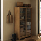 Wave cupboard - oak - 2 sliding doors - 2 inside drawers White Cliff Studio Cab inet