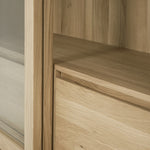 Wave cupboard - oak - 2 sliding doors - 2 inside drawers White Cliff Studio Cab inet