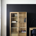 Wave cupboard - oak - 2 sliding doors - 2 inside drawers White Cliff Studio Cab inet