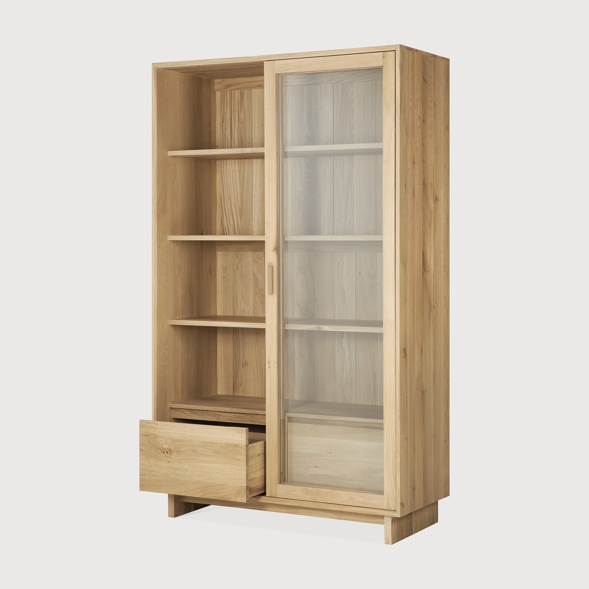 Wave cupboard - oak - 2 sliding doors - 2 inside drawers White Cliff Studio Cab inet