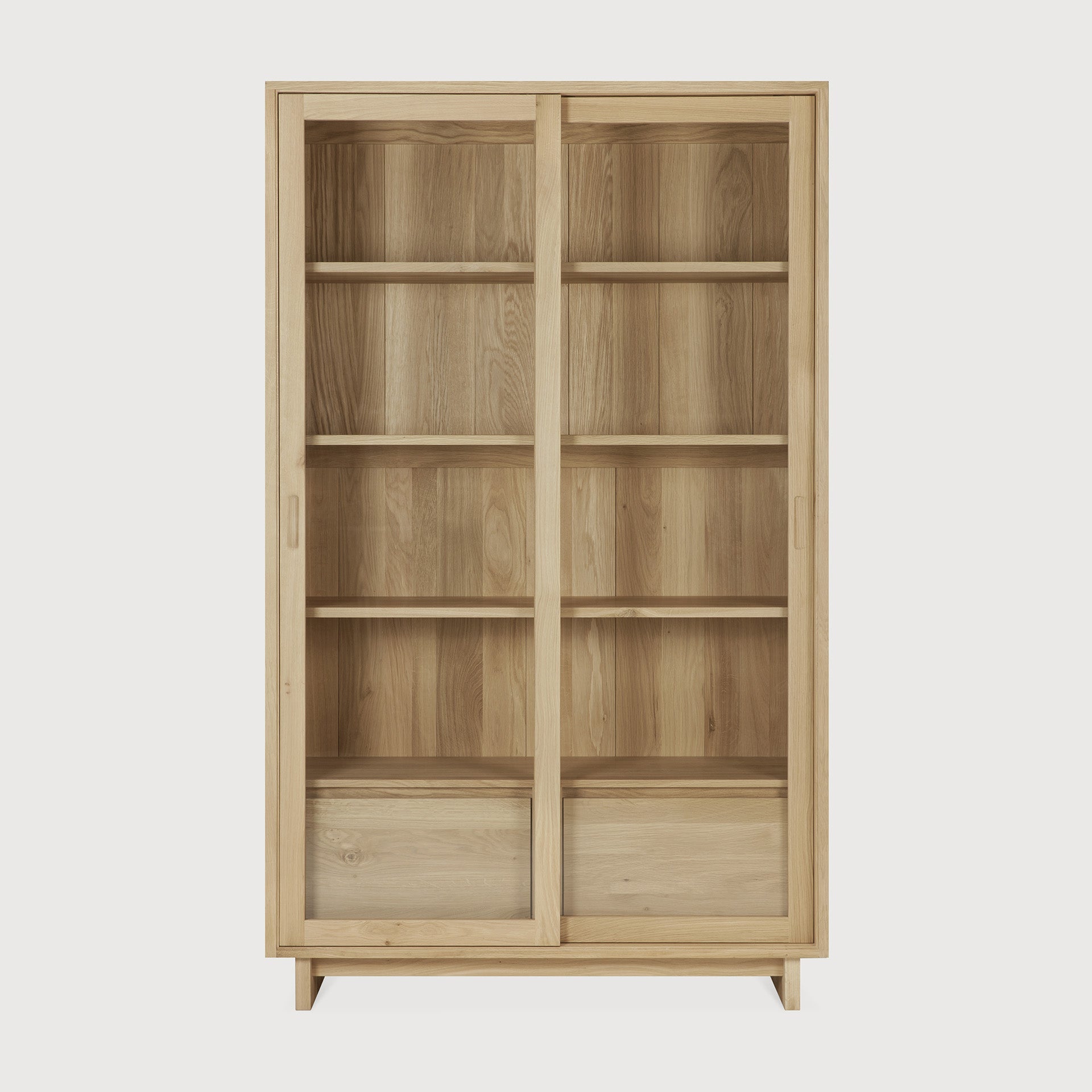 Wave cupboard - oak - 2 sliding doors - 2 inside drawers White Cliff Studio Cab inet