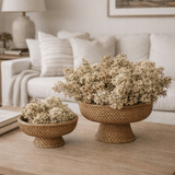 Wellfleet Woven Rattan Footed Bowl - Set of 2 White Cliff Studio Decorative Bowls