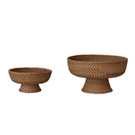 Wellfleet Woven Rattan Footed Bowl - Set of 2 White Cliff Studio Decorative Bowls