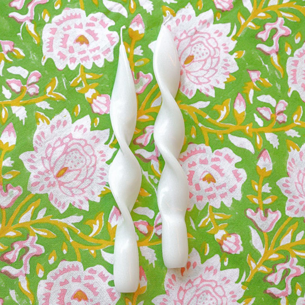 White Cotton Swirl Candles – Pack of 2 White Cliff Studio Candles