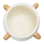 White Terracotta Planter with Rattan Handles