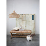 White Terracotta Planter with Rattan Handles