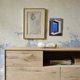 Whitebird TV cupboard - varnished oak - 1 door - 1 flip - down door - 2 drawers White Cliff Studio Media Console