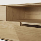 Whitebird TV cupboard - varnished oak - 1 door - 1 flip - down door - 2 drawers White Cliff Studio Media Console