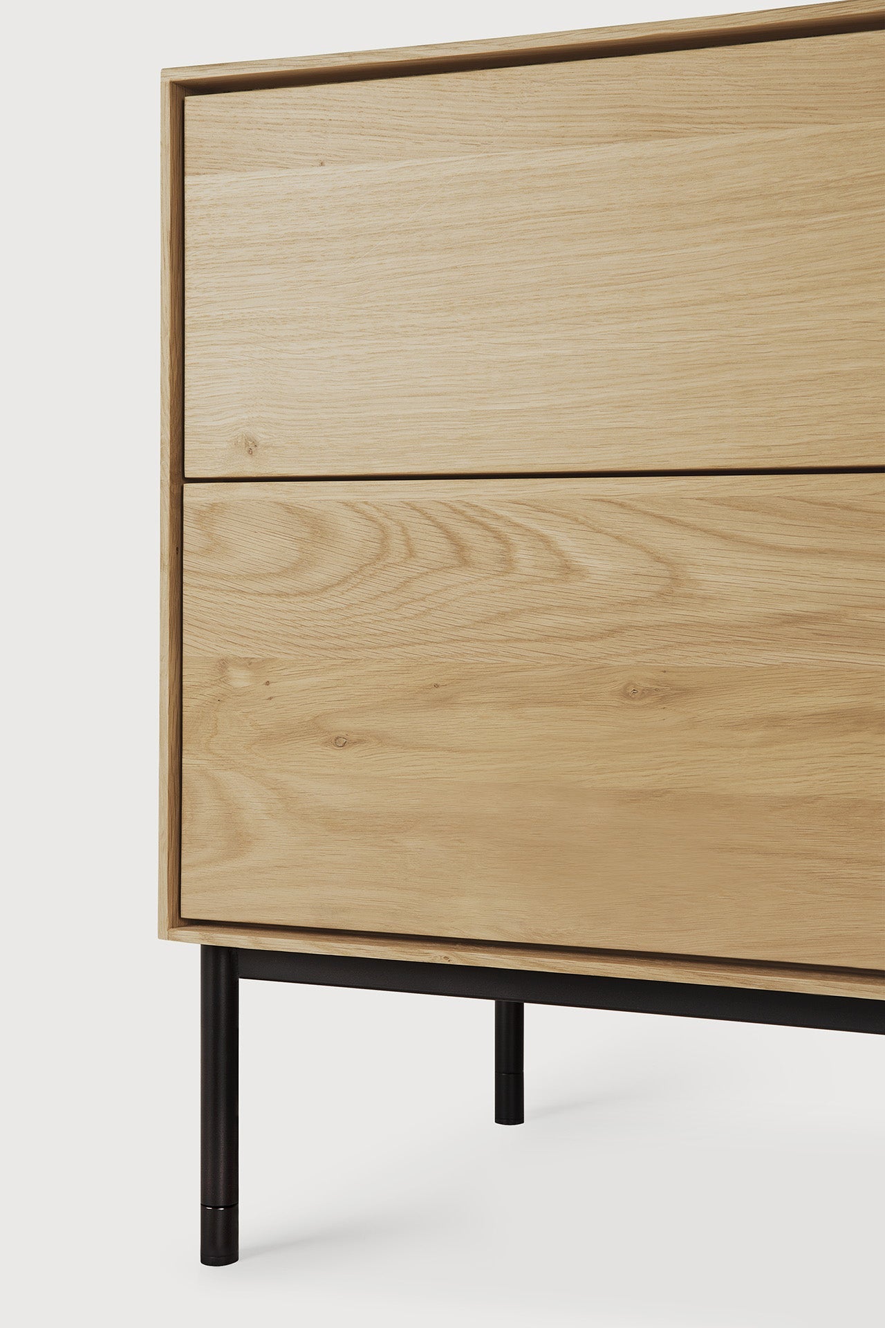 Whitebird TV cupboard - varnished oak - 1 door - 1 flip - down door - 2 drawers White Cliff Studio Media Console