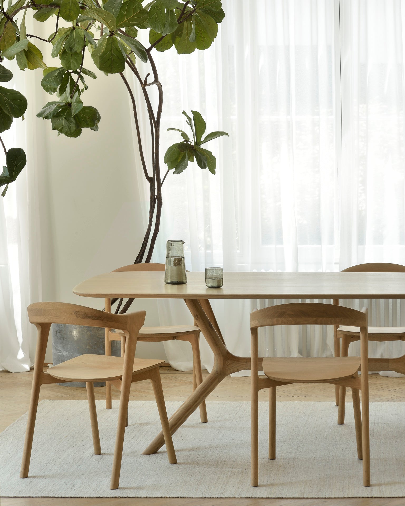 X dining table - oak - rectangular White Cliff Studio Dining Table