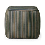 Zahara outdoor pouf - Blue Stripe fabric White Cliff Studio Outdoor Ottoman