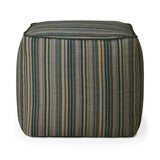 Zahara outdoor pouf - Blue Stripe fabric White Cliff Studio Outdoor Ottoman