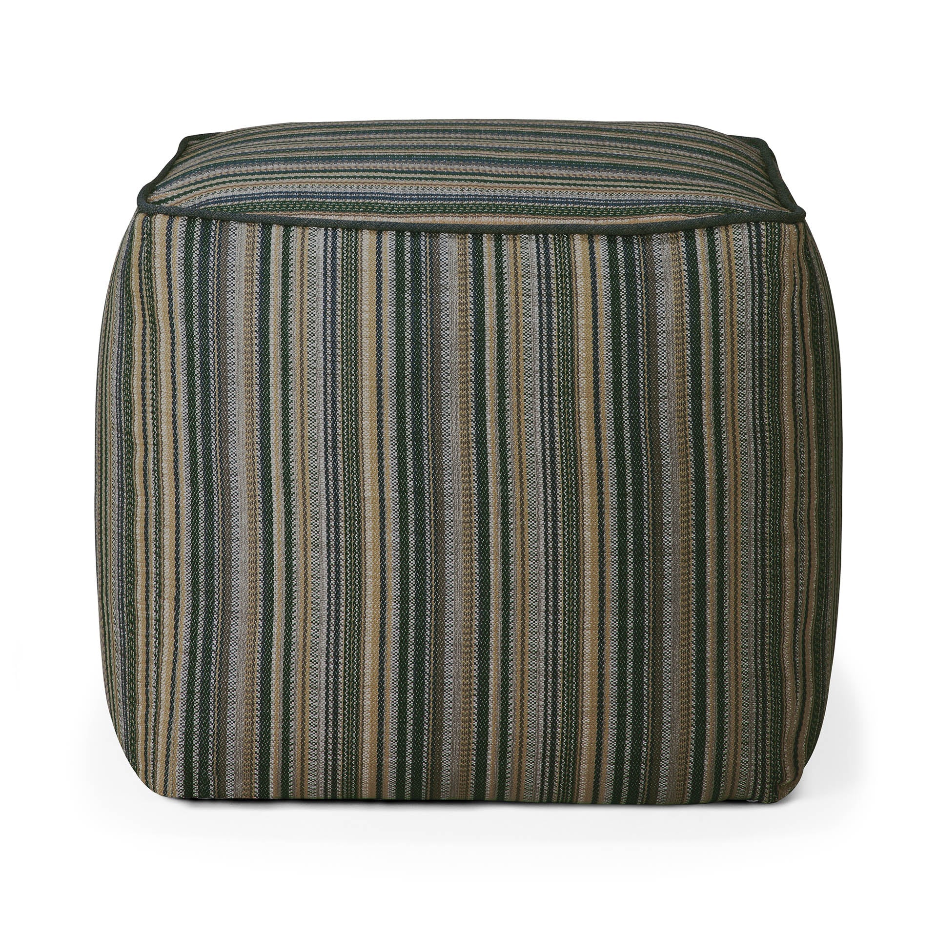 Zahara outdoor pouf - Blue Stripe fabric White Cliff Studio Outdoor Ottoman