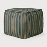 Zahara outdoor pouf - Blue Stripe fabric White Cliff Studio Outdoor Ottoman