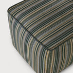 Zahara outdoor pouf - Blue Stripe fabric White Cliff Studio Outdoor Ottoman