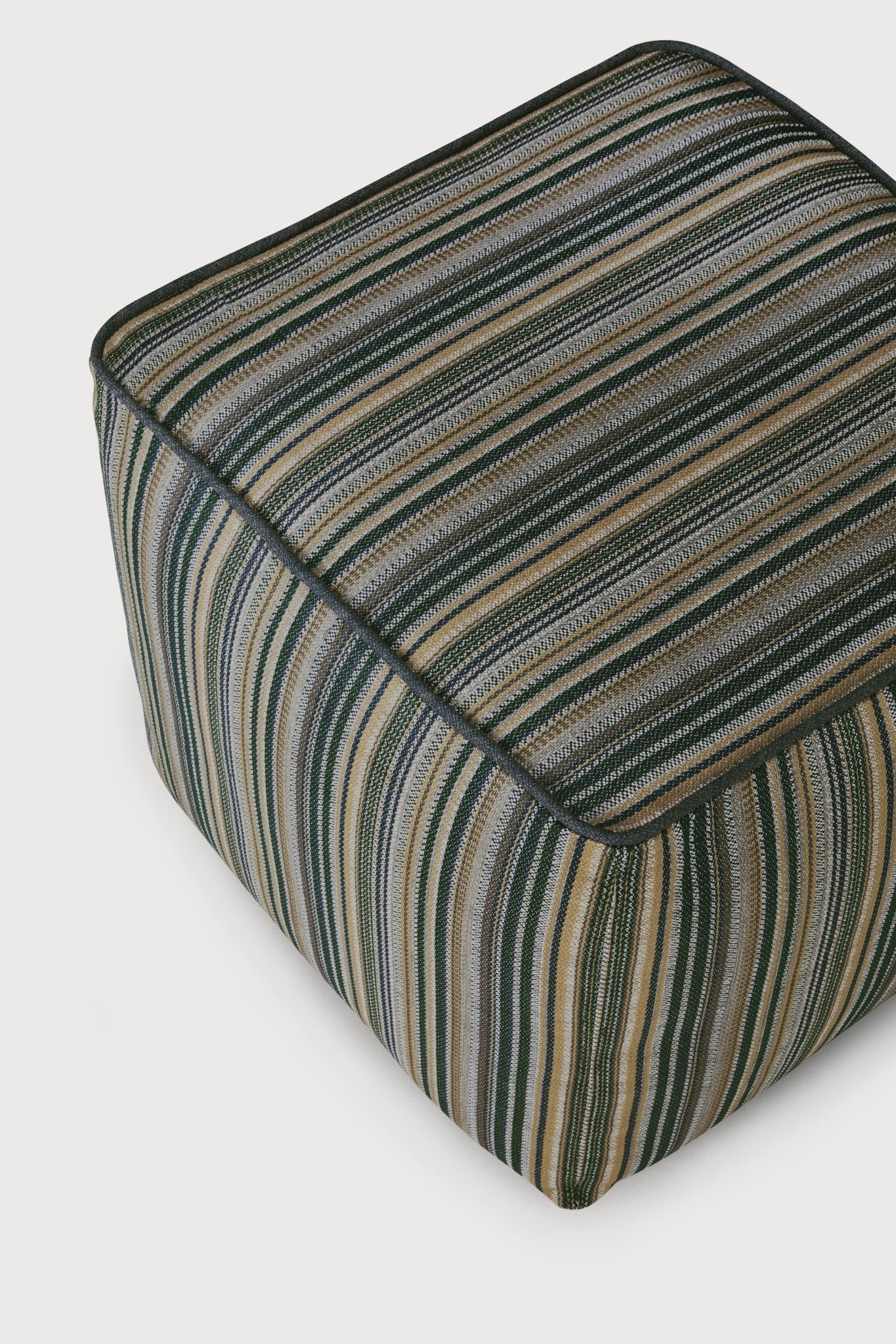 Zahara outdoor pouf - Blue Stripe fabric White Cliff Studio Outdoor Ottoman