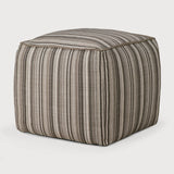 Zahara outdoor pouf - Grey Stripe fabric White Cliff Studio Outdoor Ottoman