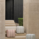 Zahara outdoor pouf - Grey Stripe fabric White Cliff Studio Outdoor Ottoman
