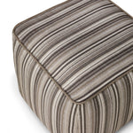 Zahara outdoor pouf - Grey Stripe fabric White Cliff Studio Outdoor Ottoman